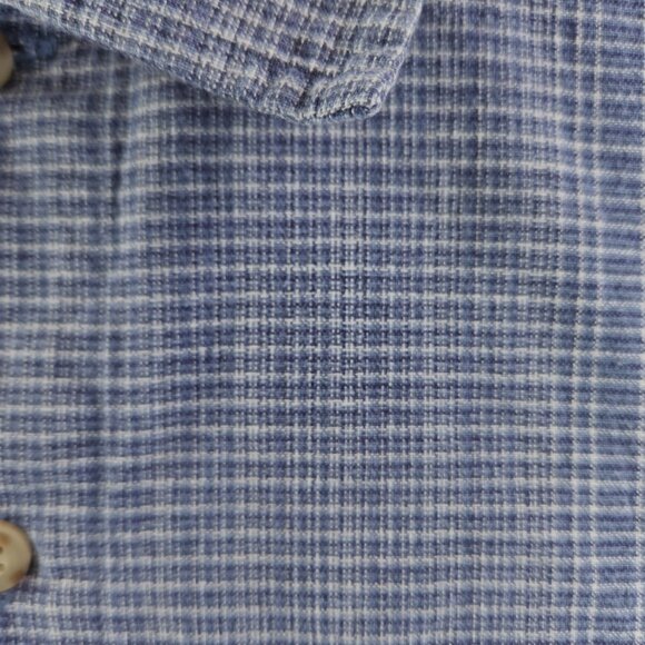 Northcrest Men XLT Tall Blue Check Short Sleeve Button Up Shirt Cotton Woven - Picture 12 of 14